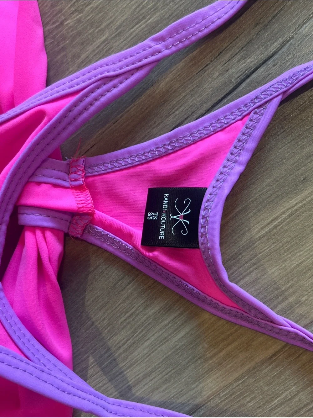 Bright Neon Pink Sports Bra with Lavender Trim